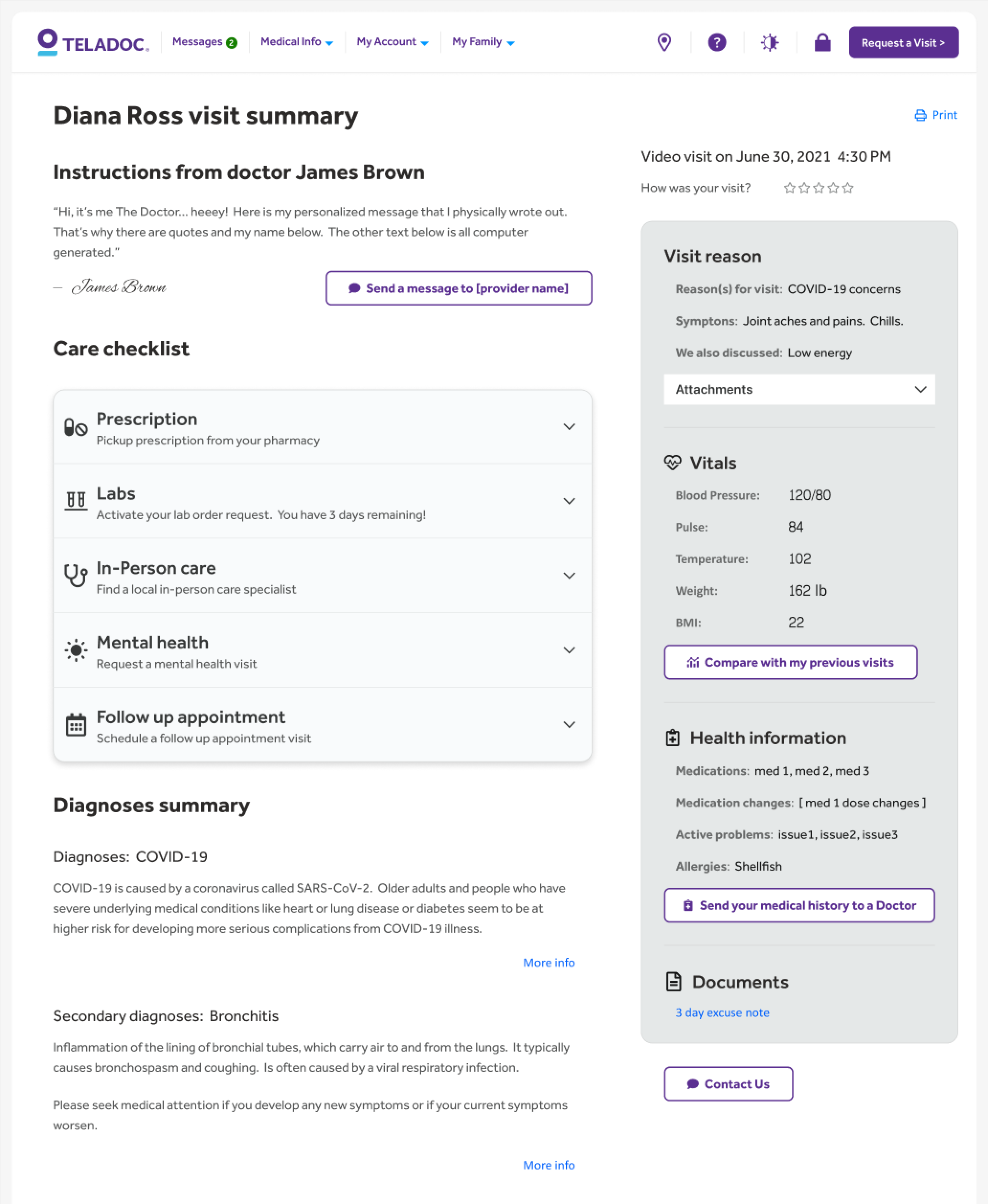 Teladoc After Visit Summary