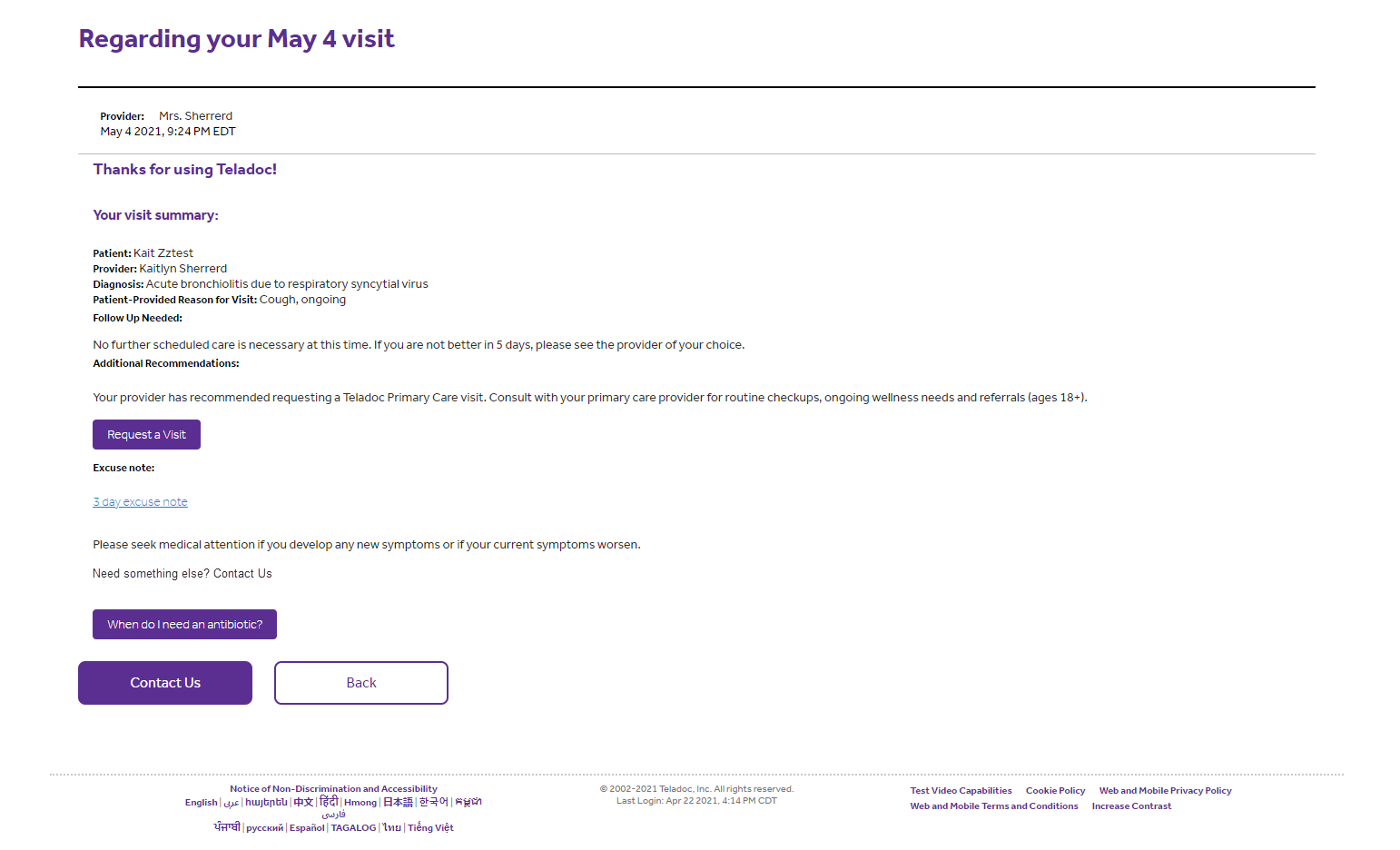 Teladoc current state AVS